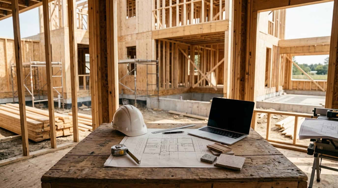 A contractor reviewing permit paperwork on site
